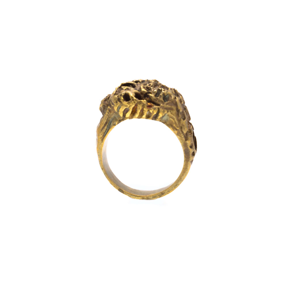Doctum Doces Collection honewycomb-ring-1-brass-front-view-side-a