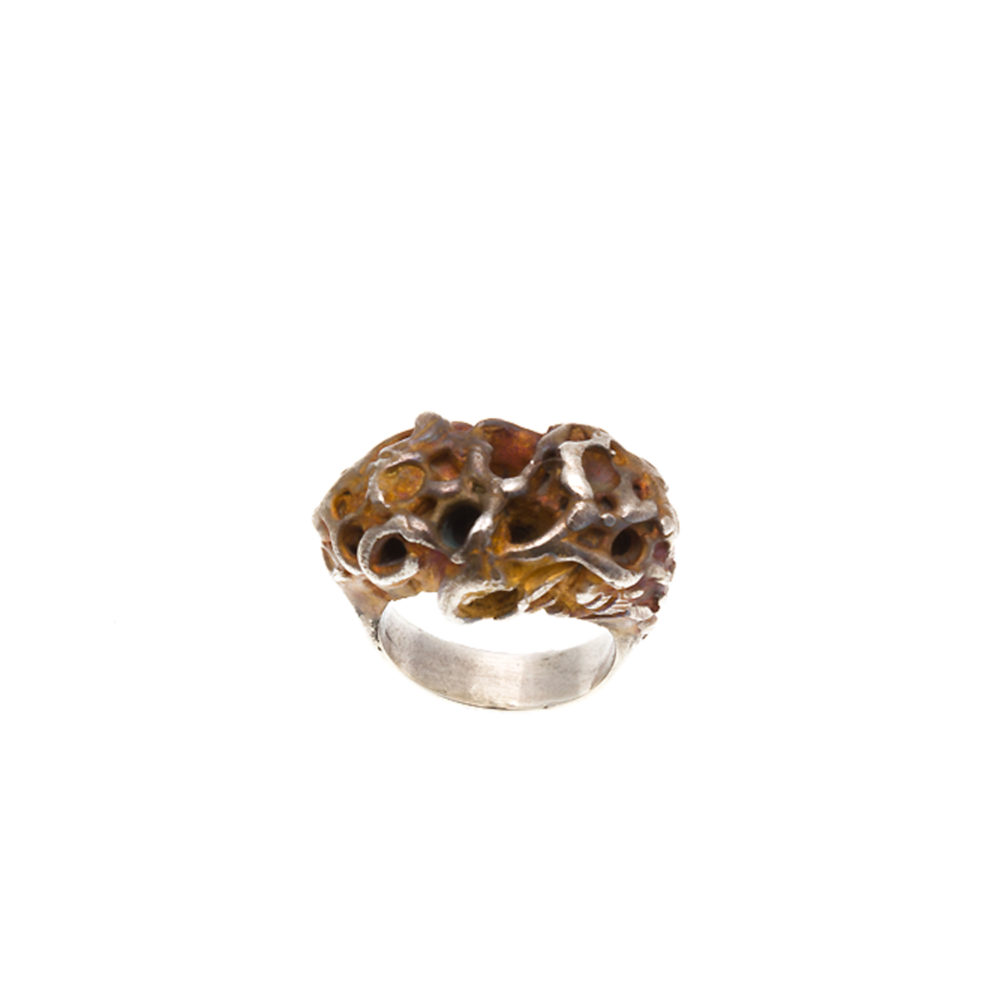 Doctum Doces Collection honeycomb-ring-3-silver-top-view