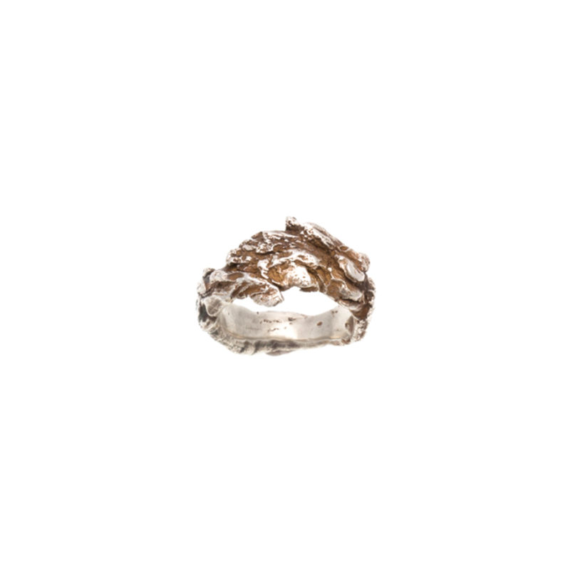 Doctum Doces Collection bark-ring-4-silver-top-view