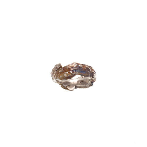 Doctum Doces Collection bark-ring-6-silver-top-view